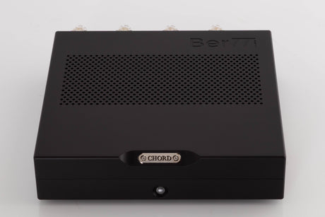 Top of a used Chord Electronics Bertti Power Amplifier in a Black finish