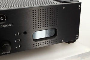 Close up view of a used Chord Electronics CPM2800 MKII Integrated Amplifier in Jett Black finish