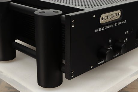 Front left corner view of a used Chord Electronics CPM2800 MKII Integrated Amplifier in Jett Black finish