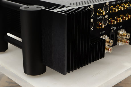 Rear left corner view of a used Chord Electronics CPM2800 MKII Integrated Amplifier in Jett Black finish