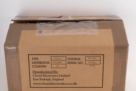 Box for a used Chord Electronics Etude Power Amplifier in a Silver finish