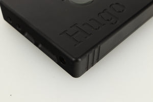 Front left corner view of a used Chord Electronics Hugo DAC / Headphone Amplifier in Black finish