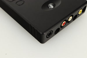 Front right corner view of a used Chord Electronics Hugo DAC / Headphone Amplifier in Black finish
