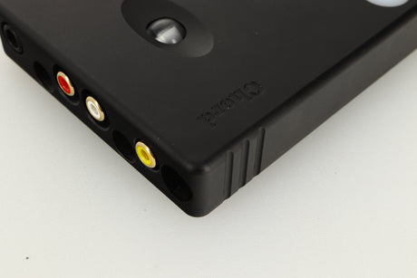 Rear left corner view of a used Chord Electronics Hugo DAC / Headphone Amplifier in Black finish