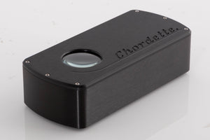 Front left corner of a used Chord Electronics Qute HD Digital Analogue Converter in a Black finish