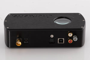 Rear view of a used Chord Electronics Qute HD Digital Analogue Converter in a Black finish