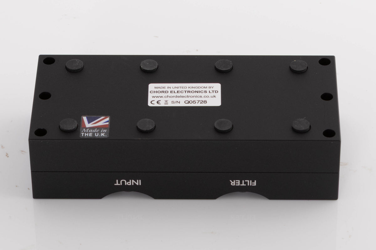 Underside of a used Chord Electronics Qutest Digital Analogue Converter in a Black finish