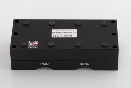 Underside of a used Chord Electronics Qutest Digital Analogue Converter in a Black finish