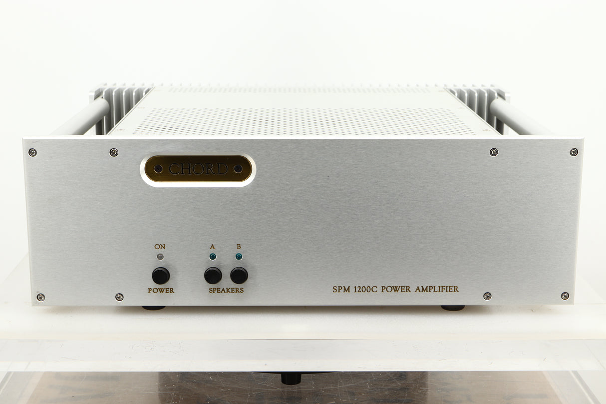 Front view of a used Chord Electronics SPM1200C Power Amplifier in Silver finish