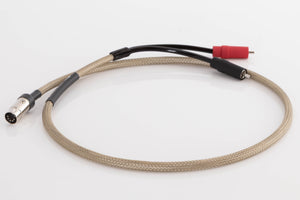 Front right angle of a used Chord Epic X 2RCA-DIN 1.0m Interconnect Cable