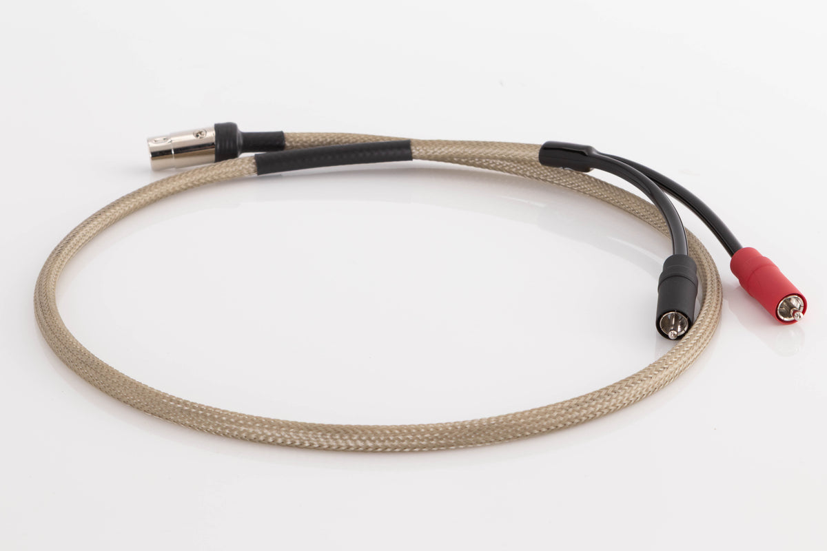 Rear right angle of a used Chord Epic X 2RCA-DIN 1.0m Interconnect Cable