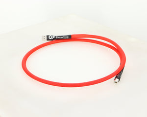 Front right angle of a used Chord Shawline USB Cable 1.0m in red