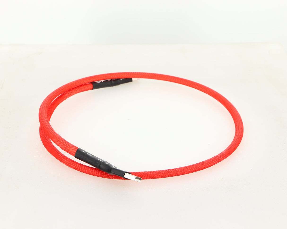 Left side view of a used Chord Shawline USB Cable 1.0m in red