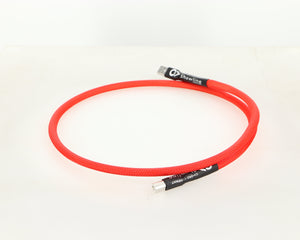 Right side view of a used Chord Shawline USB Cable 1.0m in red
