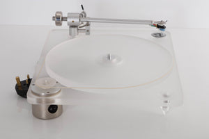 Side view of a used ClearAudio Emotion Turntable with AT-VM95C Cartridge