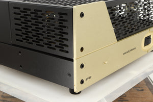 Front left corner of a used Conrad Johnson MV60SE Power Amplifier