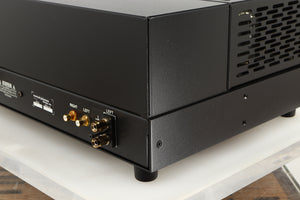 Rear left corner of a used Conrad Johnson MV60SE Power Amplifier