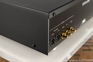 Rear right corner of a used Copland CDA823 CD Player in a silver finish