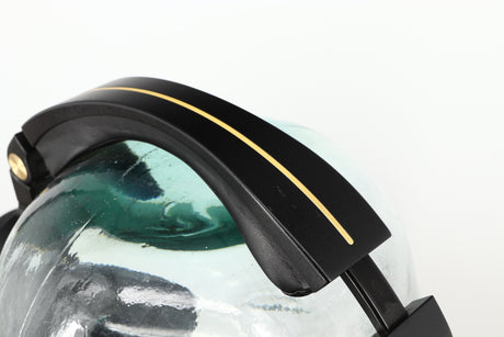 Close up of used Crosszone CZ-1 Headphones in a black / gold finish showing some light scratches on headband