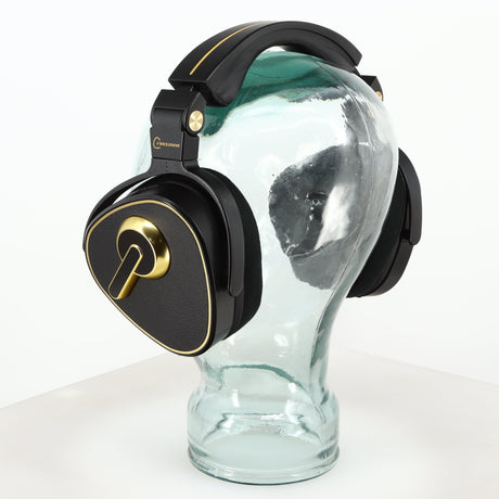 Rear right angle of used Crosszone CZ-1 Headphones in a black / gold finish