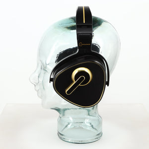 Right side view of used Crosszone CZ-1 Headphones in a black / gold finish