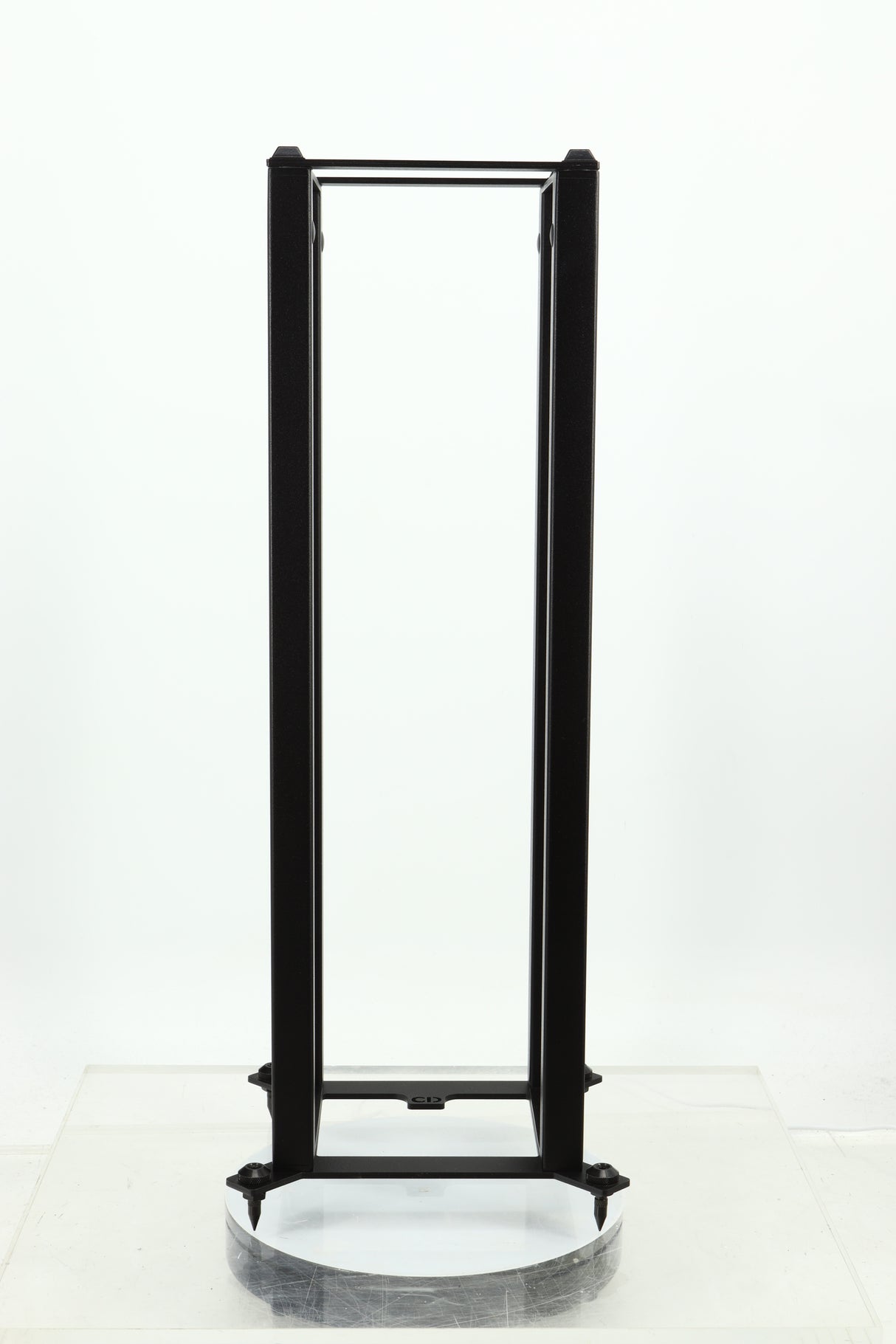 Front view of a used Custom Design QS104 Speaker Stand in a black finish