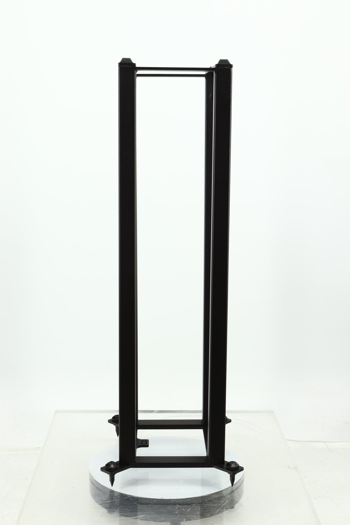 Left side view of a used Custom Design QS104 Speaker Stand in a black finish