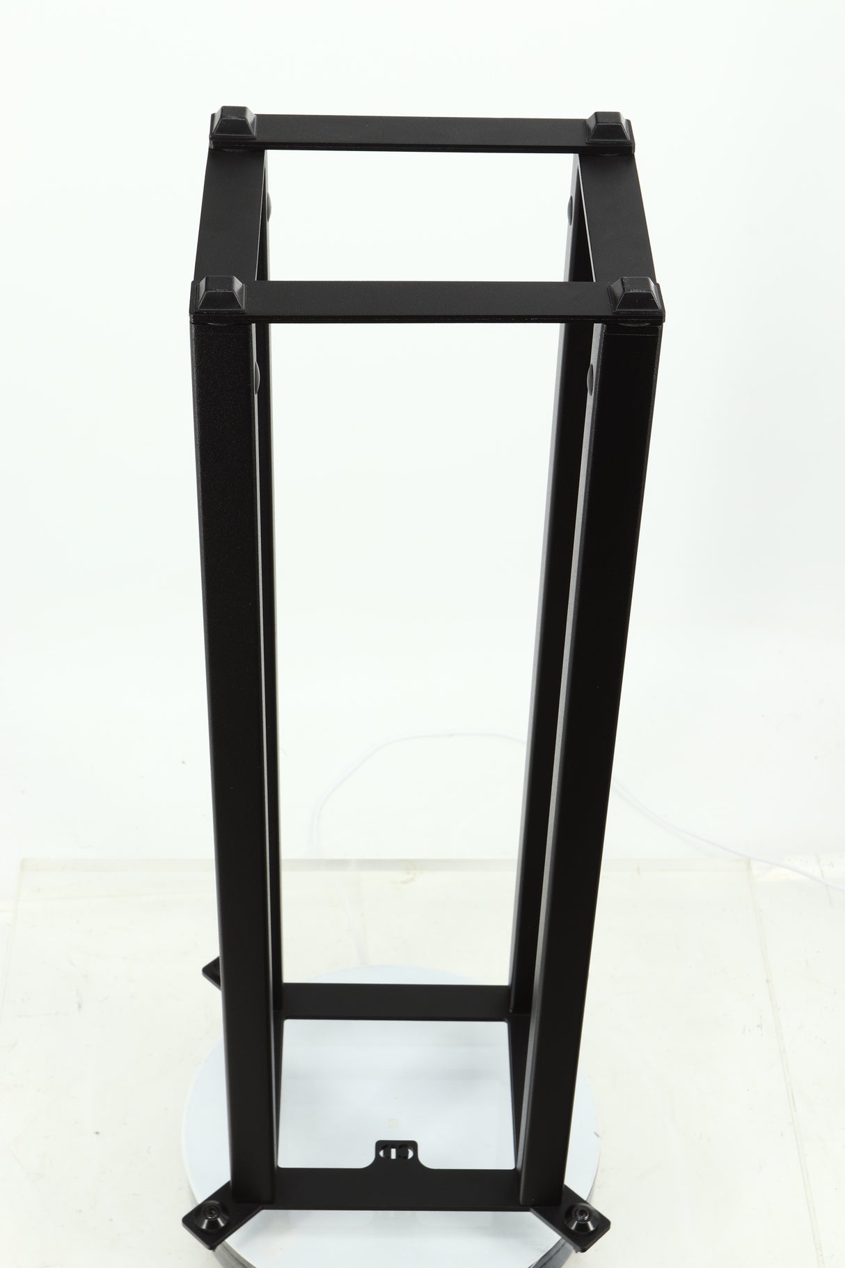 Top from behind view of a used Custom Design QS104 Speaker Stand in a black finish