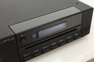 Close up view of a used Cyrus CD8SE CD Player in Brushed Black finish