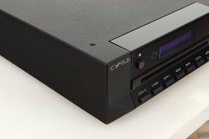 Front left corner view of a used Cyrus CD8SE CD Player in Brushed Black finish