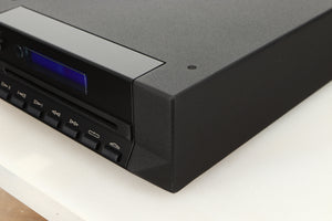 Front right corner view of a used Cyrus CD8SE CD Player in Brushed Black finish