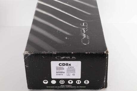 Box for of a used Cyrus CD8X CD Player in a Quartz Silver finish