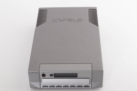 Top of a used Cyrus CD8X CD Player in a Quartz Silver finish
