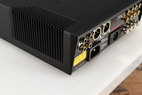 Rear right corner of a used Cyrus Classic Phono Phonostage in a brushed black finish