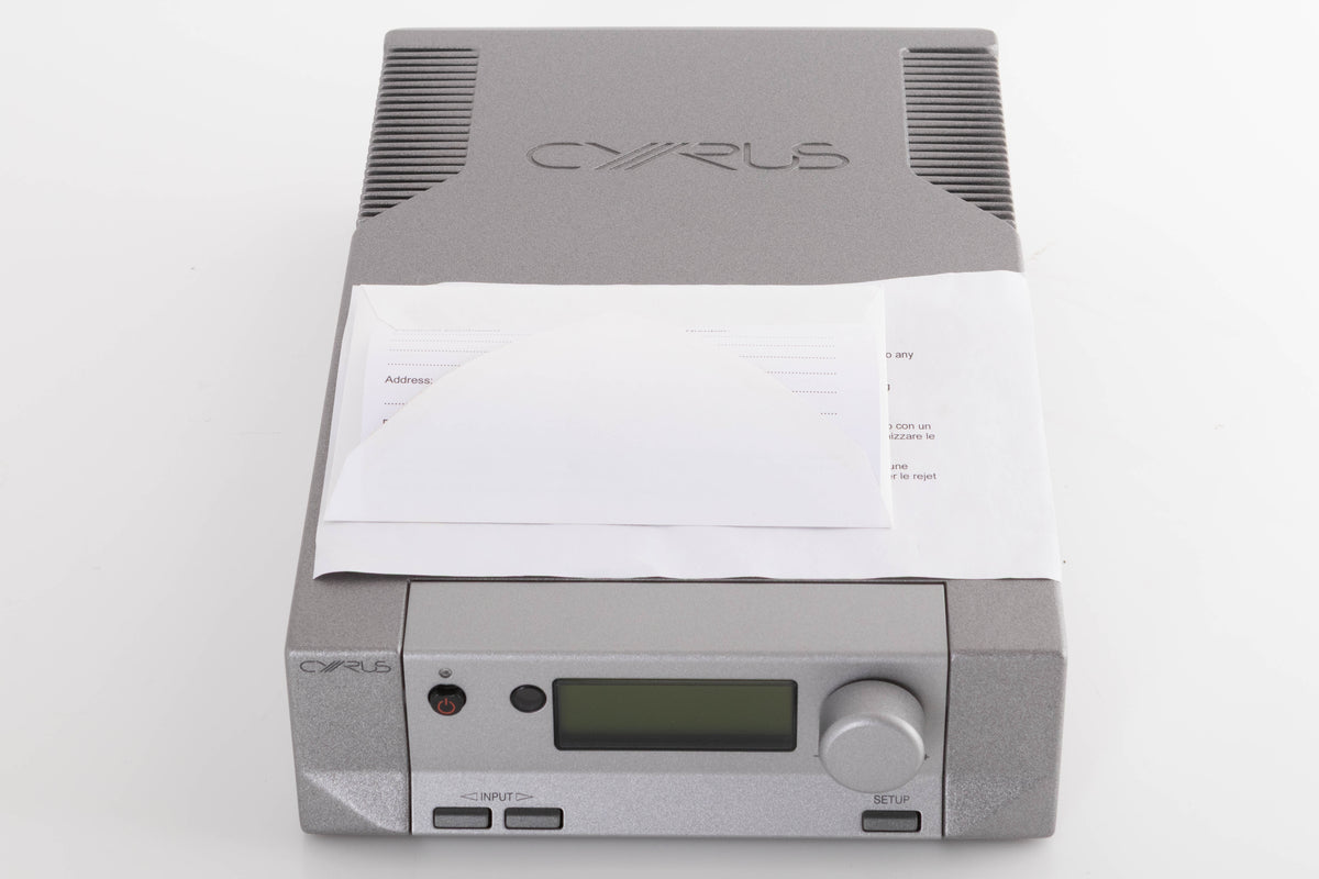 Top of a used Cyrus DAC X Digital Analogue Converter in a Quartz Silver finish
