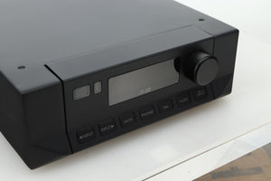 Close up view of a used Cyrus i9-XR Integrated Amplifier in PhBlack finish showing the fascia
