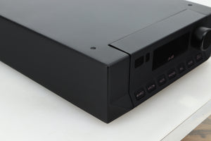 Front left corner view of a used Cyrus i9-XR Integrated Amplifier in PhBlack finish 