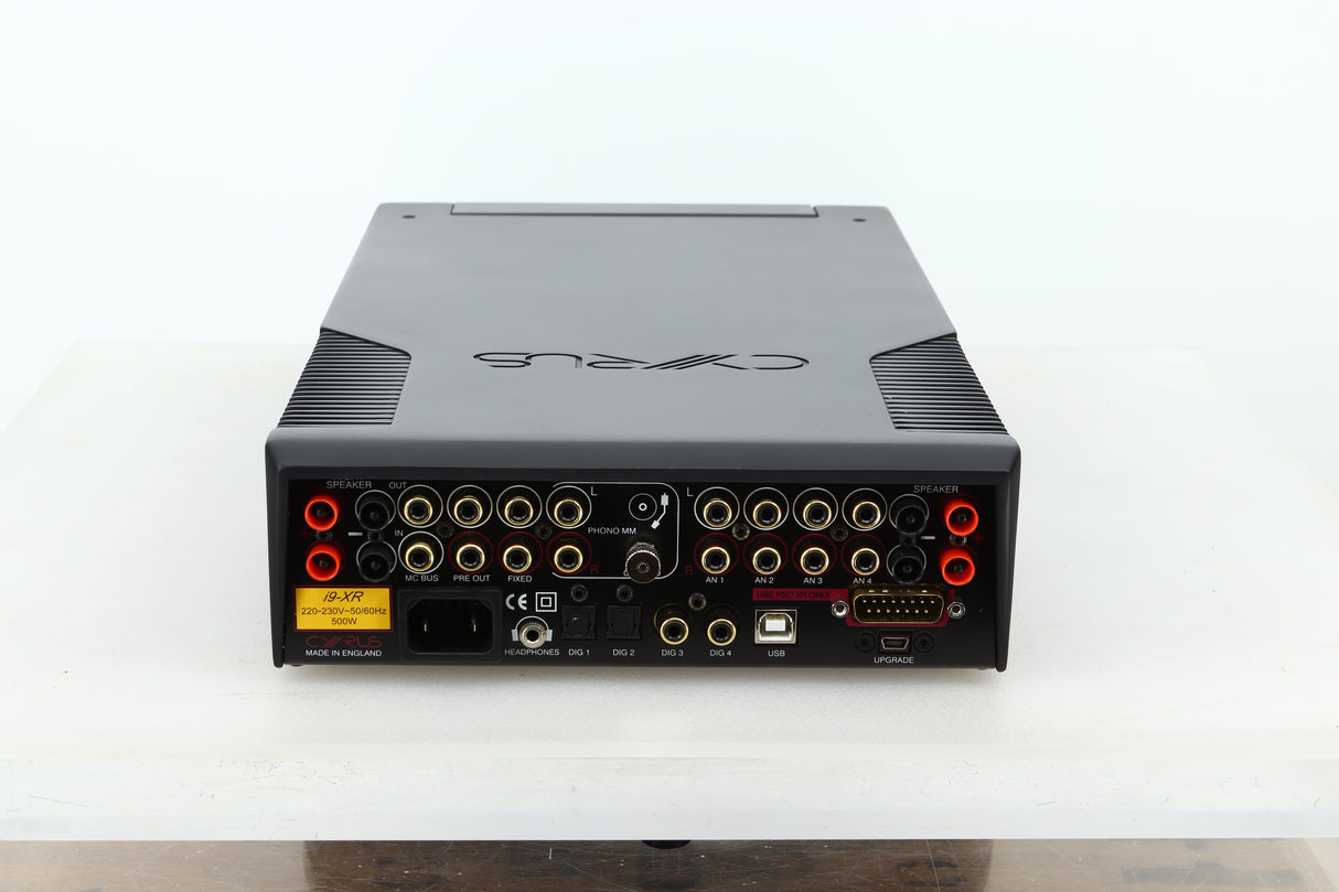 Rear view of a used Cyrus i9-XR Integrated Amplifier in PhBlack finish 