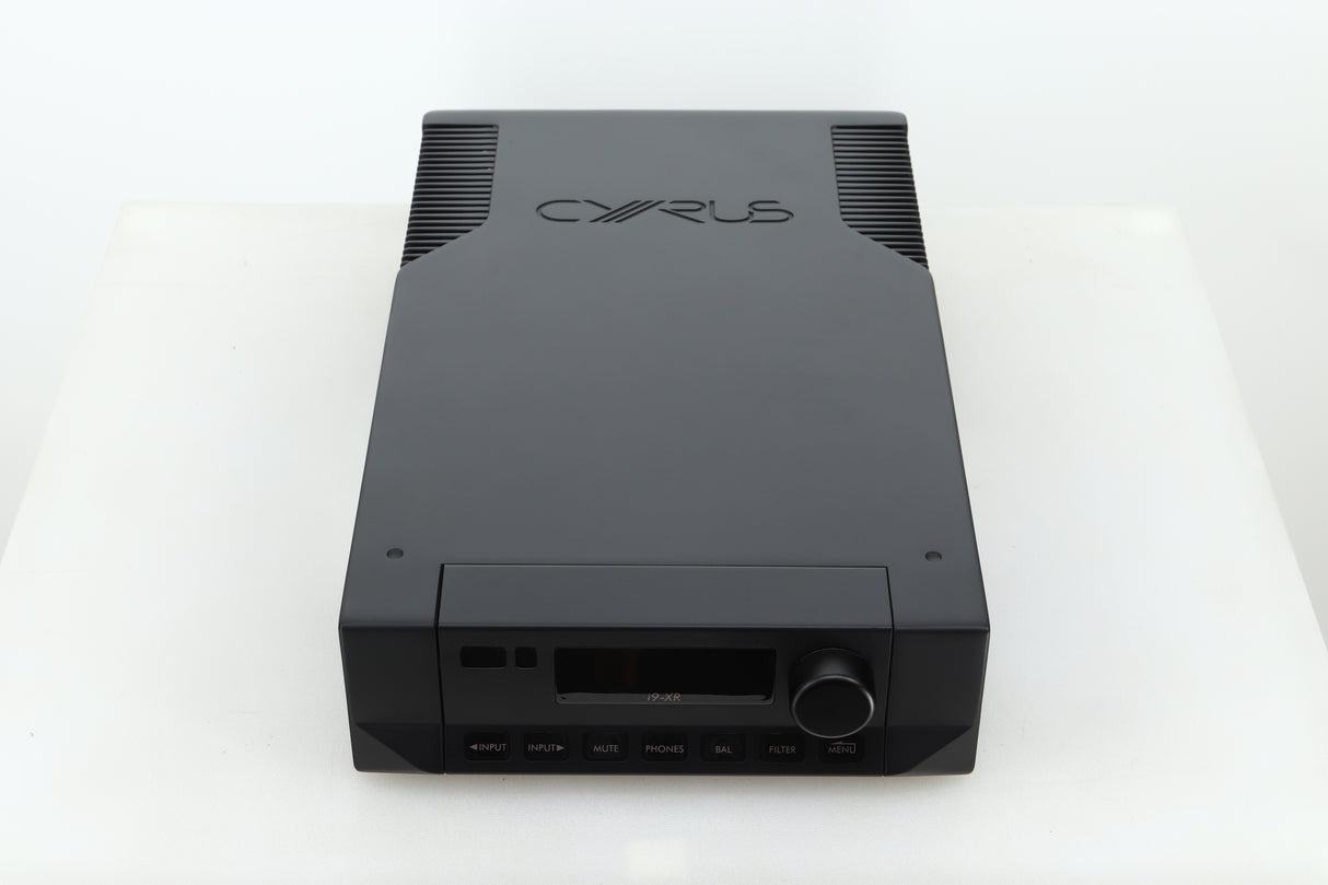 Top view of a used Cyrus i9-XR Integrated Amplifier in PhBlack finish 