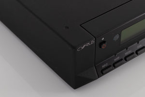 Front left corner of a used Cyrus Phono Signature Phonostage in a Brushed Black finish