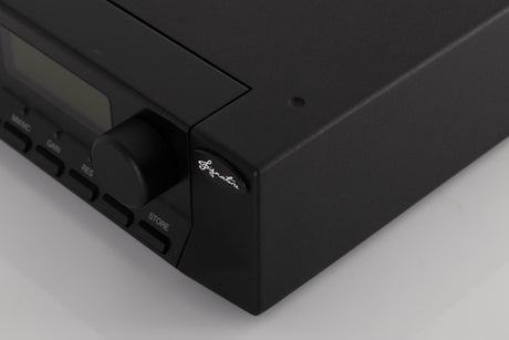 Front right corner of a used Cyrus Phono Signature Phonostage in a Brushed Black finish