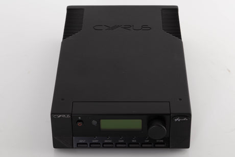 Top of a used Cyrus Phono Signature Phonostage in a Brushed Black finish