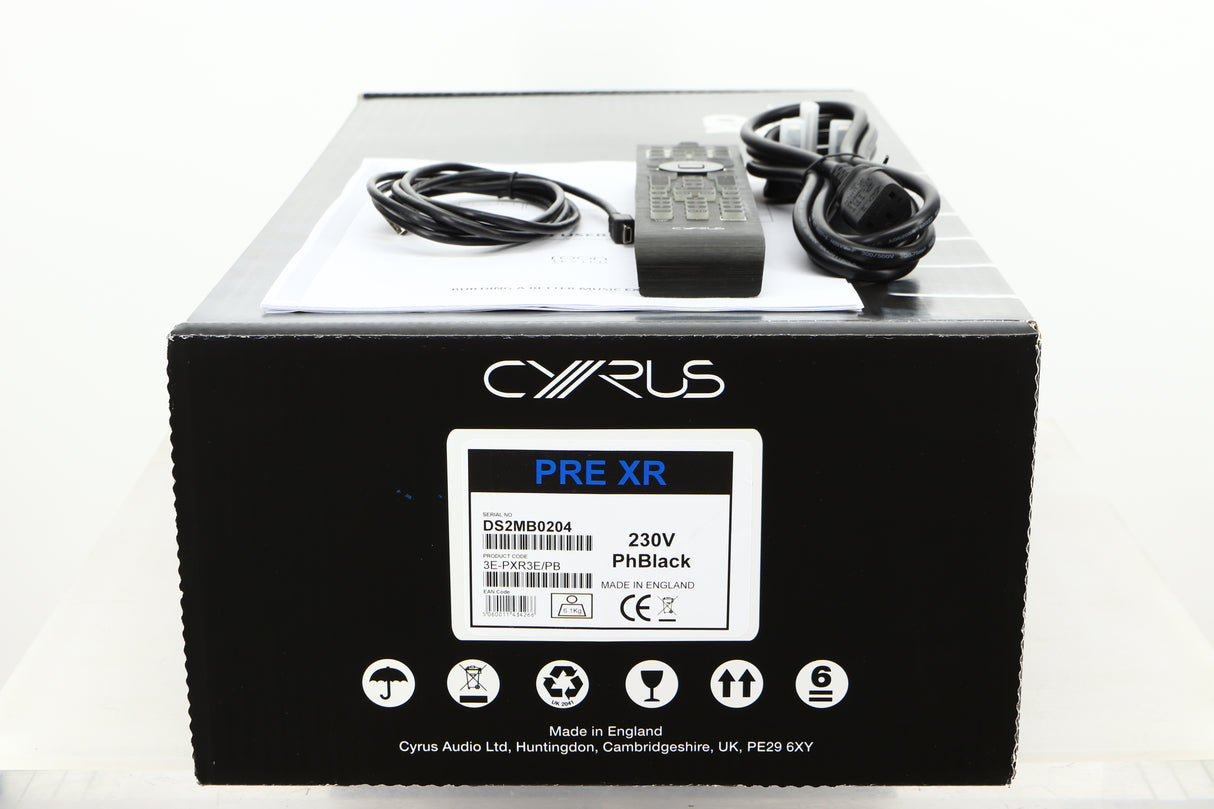 Box of a used Cyrus Pre-XR Pre Amplifier in PhBlack finish