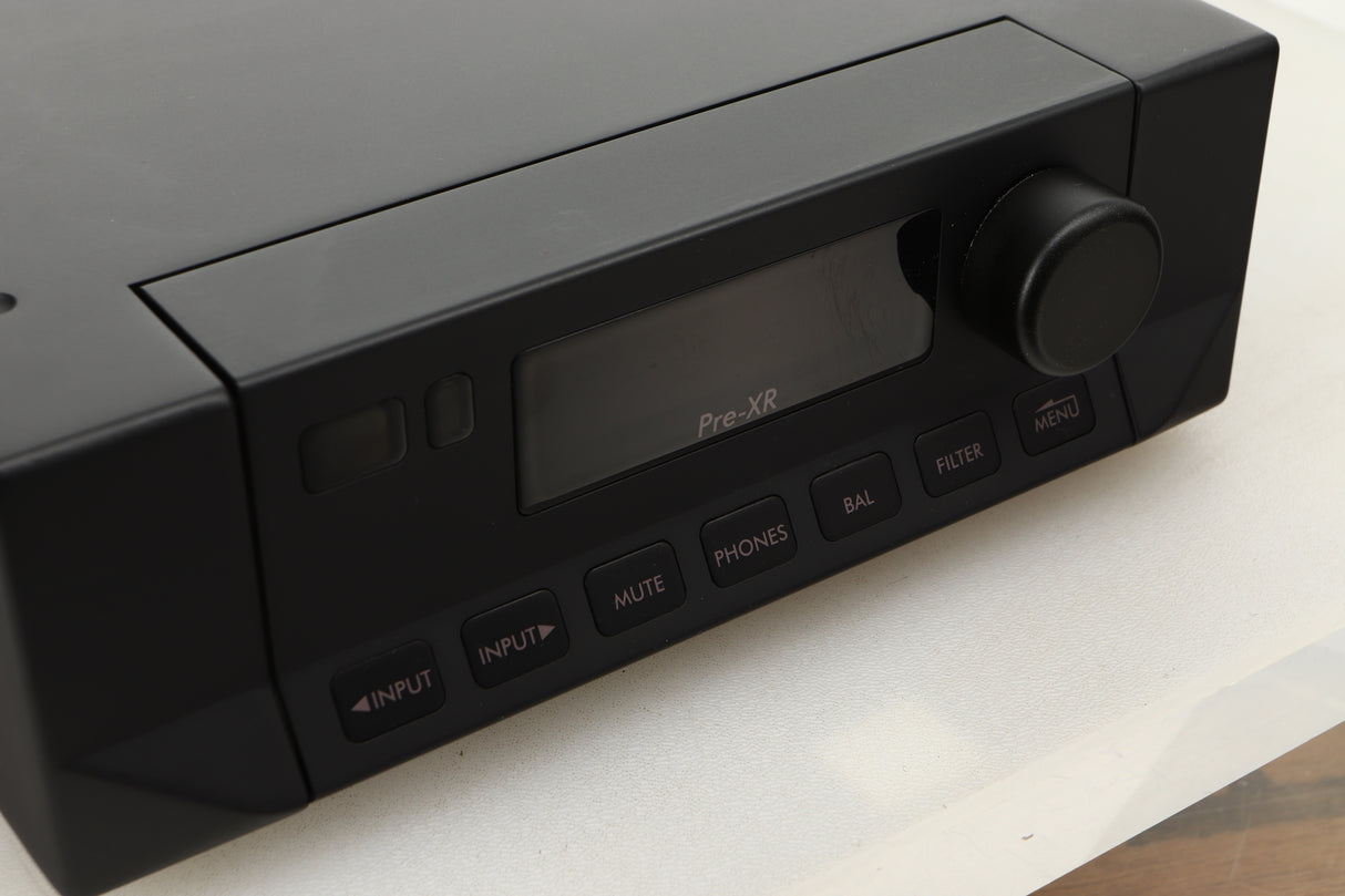 Close up view of a used Cyrus Pre-XR Pre Amplifier in PhBlack finish