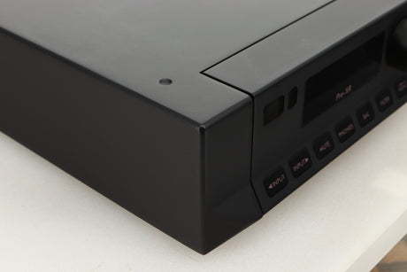 Front left corner view of a used Cyrus Pre-XR Pre Amplifier in PhBlack finish