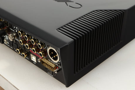 Rear right corner view of a used Cyrus Pre-XR Pre Amplifier in PhBlack finish