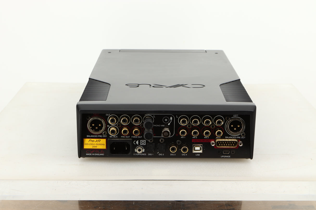 Rear view of a used Cyrus Pre-XR Pre Amplifier in PhBlack finish