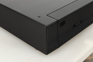 Front left corner view of a used Cyrus PSU-XR Power Supply in PhBlack finish