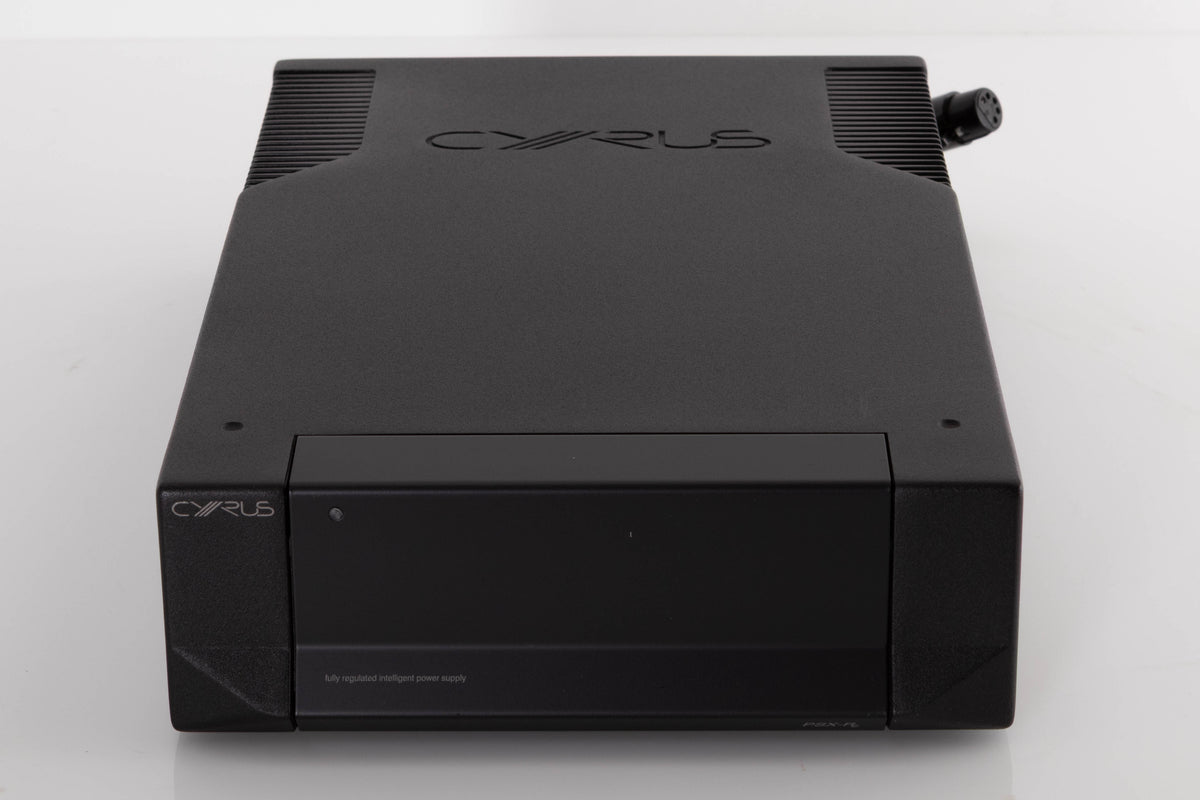 Front view of a used Cyrus PSX-R2 Power Supply in a Brushed Black finish