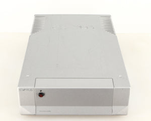 Top of a used Cyrus Q-Power Power Amplifier in a silver finish